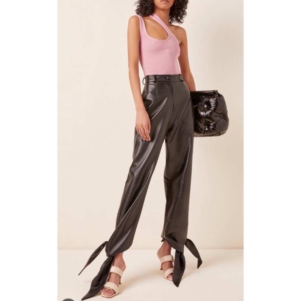 Materiel Tbilisi Handkerchief Hem Faux Leather Pants Black US 4 New With Tags